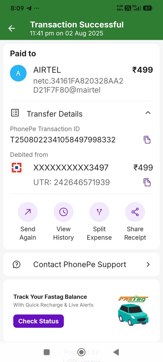 pradeepananya's tweet photo. @airtelbank @NPCI_NPCI @RBI @CybercrimeSp @flipkartsupport Both transaction https://t.co/52dgXeoWZq