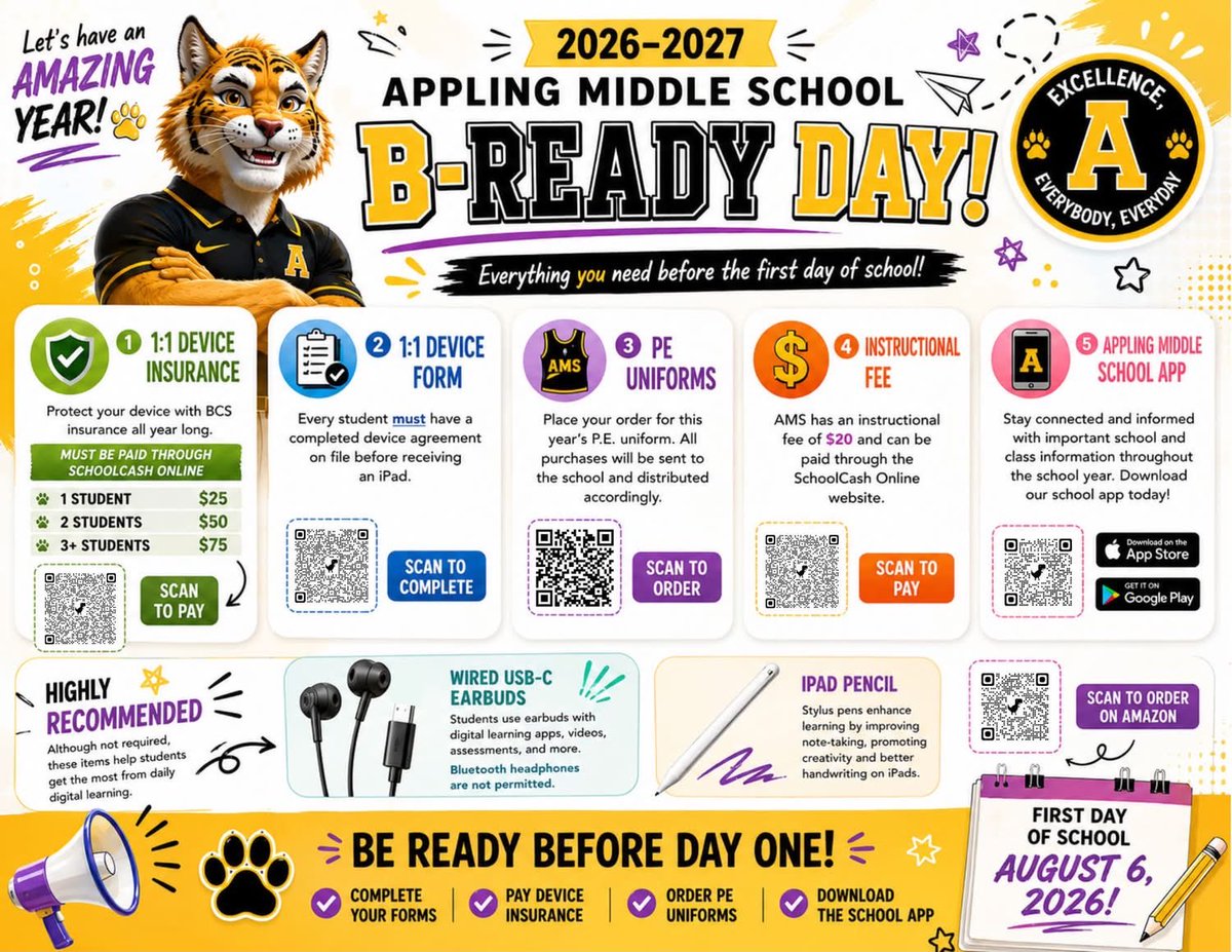 ApplingMiddle's tweet photo. We are looking forward to seeing everybody on B-Ready Day! https://t.co/sCkOjB6W8X