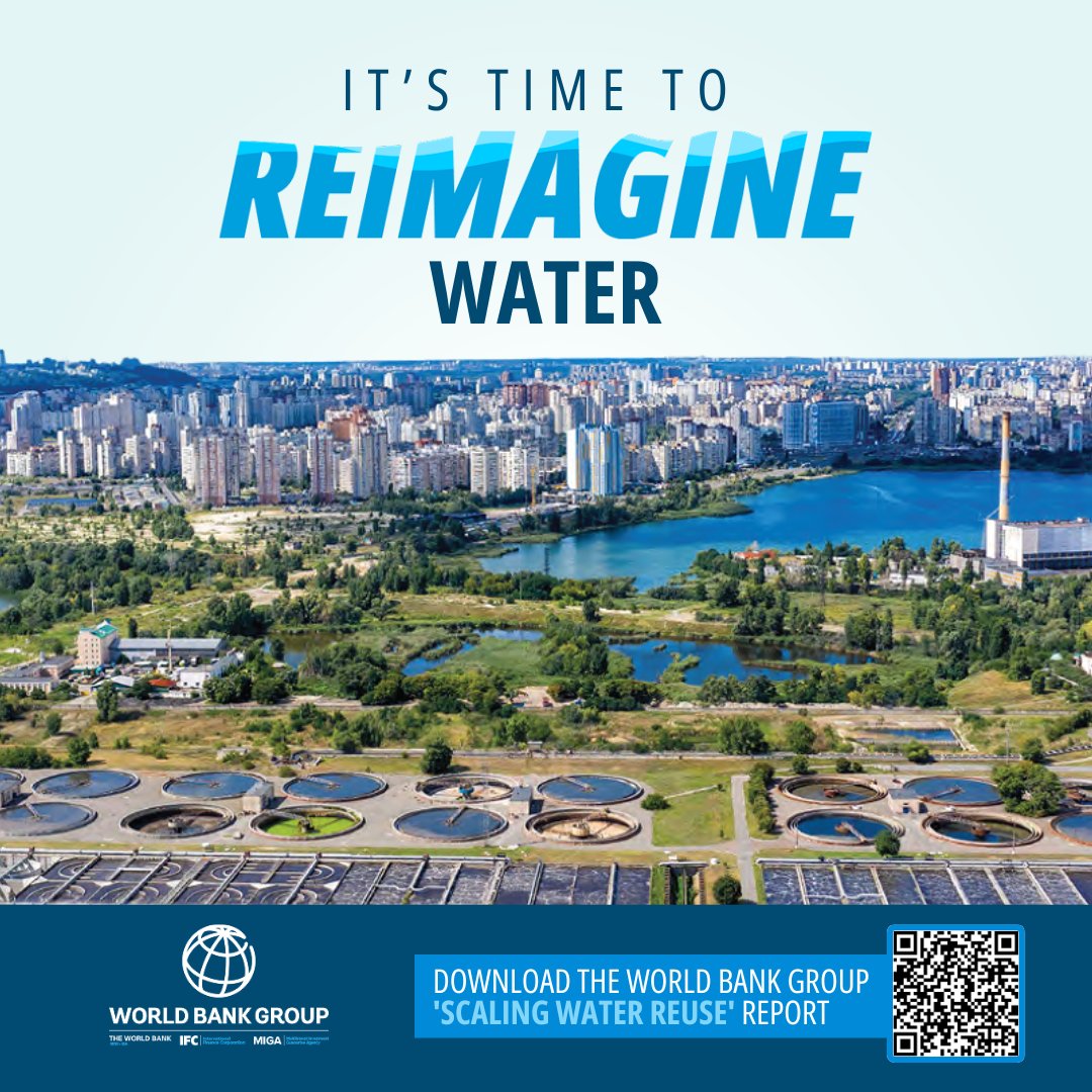 TheGwsp's tweet photo. Water reuse is no longer an option — it is a strategic necessity.

The @WorldBankGroup’s #ScalingWaterReuse report shows financing pathways that could unlock $340B by 2040, making reuse a reliable supply for water-stressed regions.

🔗 https://t.co/z0Xw4N3Xa3 https://t.co/t0KeSGg50g