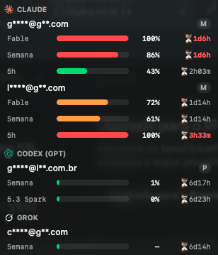 laschuk's tweet photo. 12 heavy benchmark runs on GPT burned the same 5% weekly limit that Claude burned in 4.

3x the work, same budget. That math happens on your machine every day and you can't see it.

So I built Redline, every provider's rate limit in one menu bar. Shipped today. https://t.co/HWYs26Hrla
