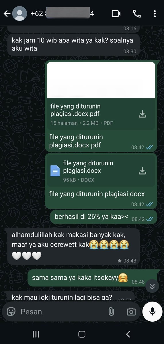 cekdanparafase's tweet photo. Halo guys aku udah open lagi yaa
cek /uji turnitin no repository (10k) dan juga penurunan plagiasi / parafrase mulai dari 2k/% aja, bisa dikeep dulu turnitin aman free request filter. ready cek ai juga mulai dari 6k per file open sampe malem, testi testi di profil yups🤩🫶 https://t.co/VtjzZVo4Rd