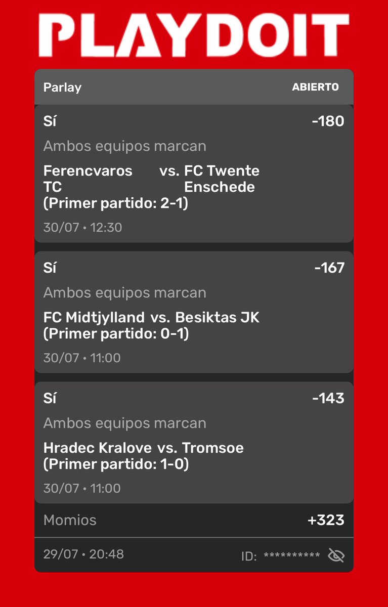 patitofeo9234's tweet photo. Les dejo este parlay de AA para la UEFA Europa League. 🍀🤞🏻

Hasta mañana. 👊🏻 https://t.co/q4dSy4BpmW