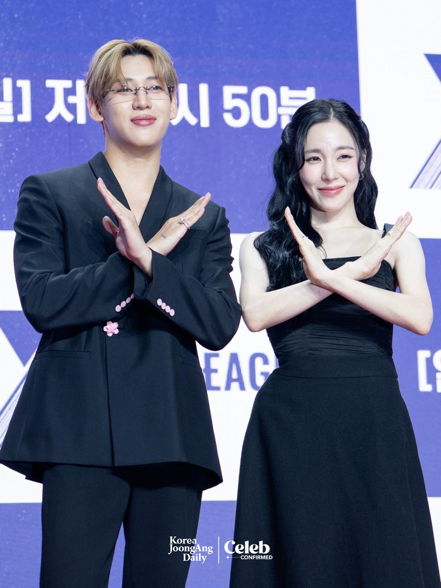 CelebConfirmed's tweet photo. Happening now: #TiffanyYoung and #BamBam at the press conference for ENA's new series "X The League."

Live updates here: https://t.co/hPFBuVXcu0 https://t.co/TZxEHn1lFH