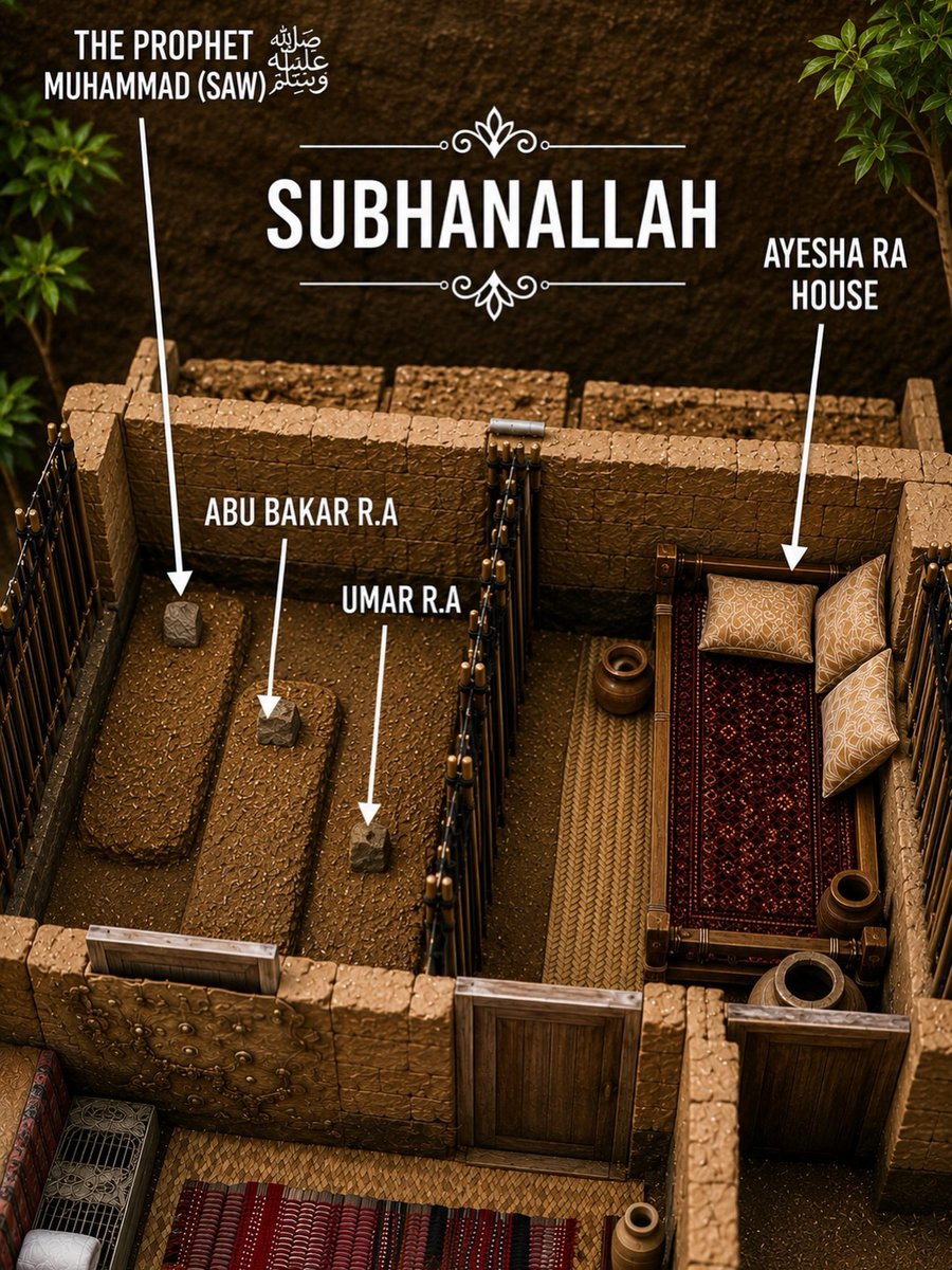 Faithforwardpk's tweet photo. The blessed resting place of Prophet Muhammad ﷺ, 
Abu Bakr (RA), and Umar (RA). https://t.co/z2a0SP5559