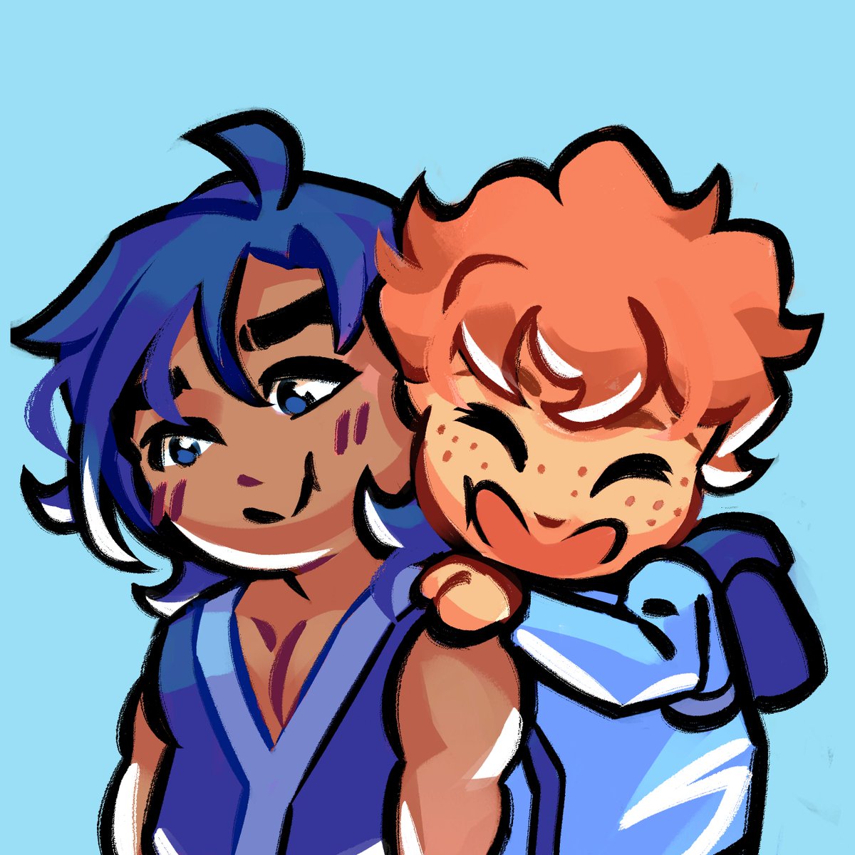 _kikikek_'s tweet photo. chibi pfp request of that one scene in the ice chapter :3 #bruiseshipping #ninjago https://t.co/hlIxIsR6F6