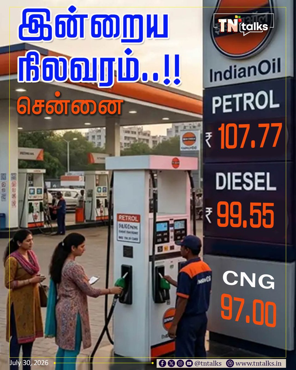 tntalksofficial's tweet photo. #Newsupdate |இன்றைய நிலவரம்!!
#TNtalks |#petrol |#chennai |#price https://t.co/EgiWObd1mh