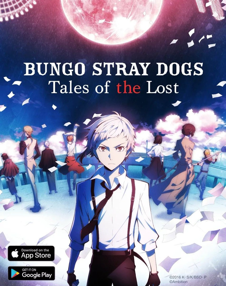 KaroshiMyriad's tweet photo. Mobile game "Bungo Stray Dogs: Tales of the Lost" will be ending service the next day on July 31 due to the closure of Ambition, the company operating the app.

The game launched on December 14, 2017 in Japanese and on July 4th, 2018 in English.

https://t.co/cQGiatXJ9T https://t.co/ww4k5wr2fm