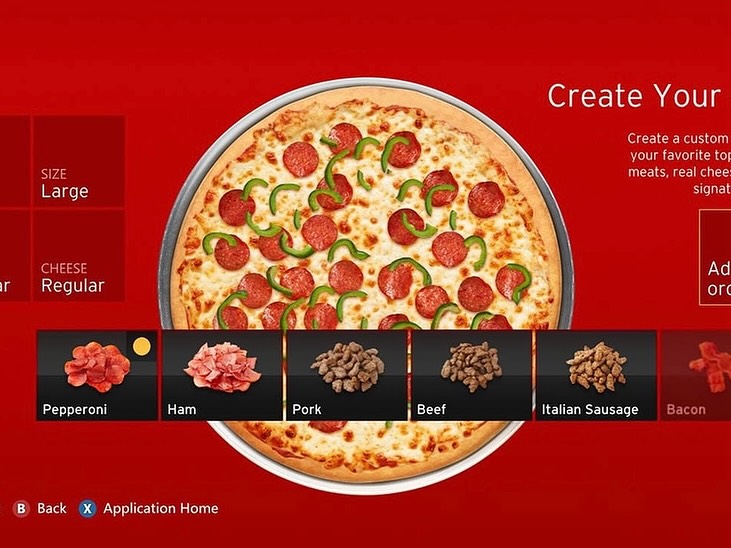 de3dsoul's tweet photo. In 2013 you could download the Pizza Hut app on Xbox 360 and order pizza straight from your console without ever leaving the couch. https://t.co/P72wDPG2Qu