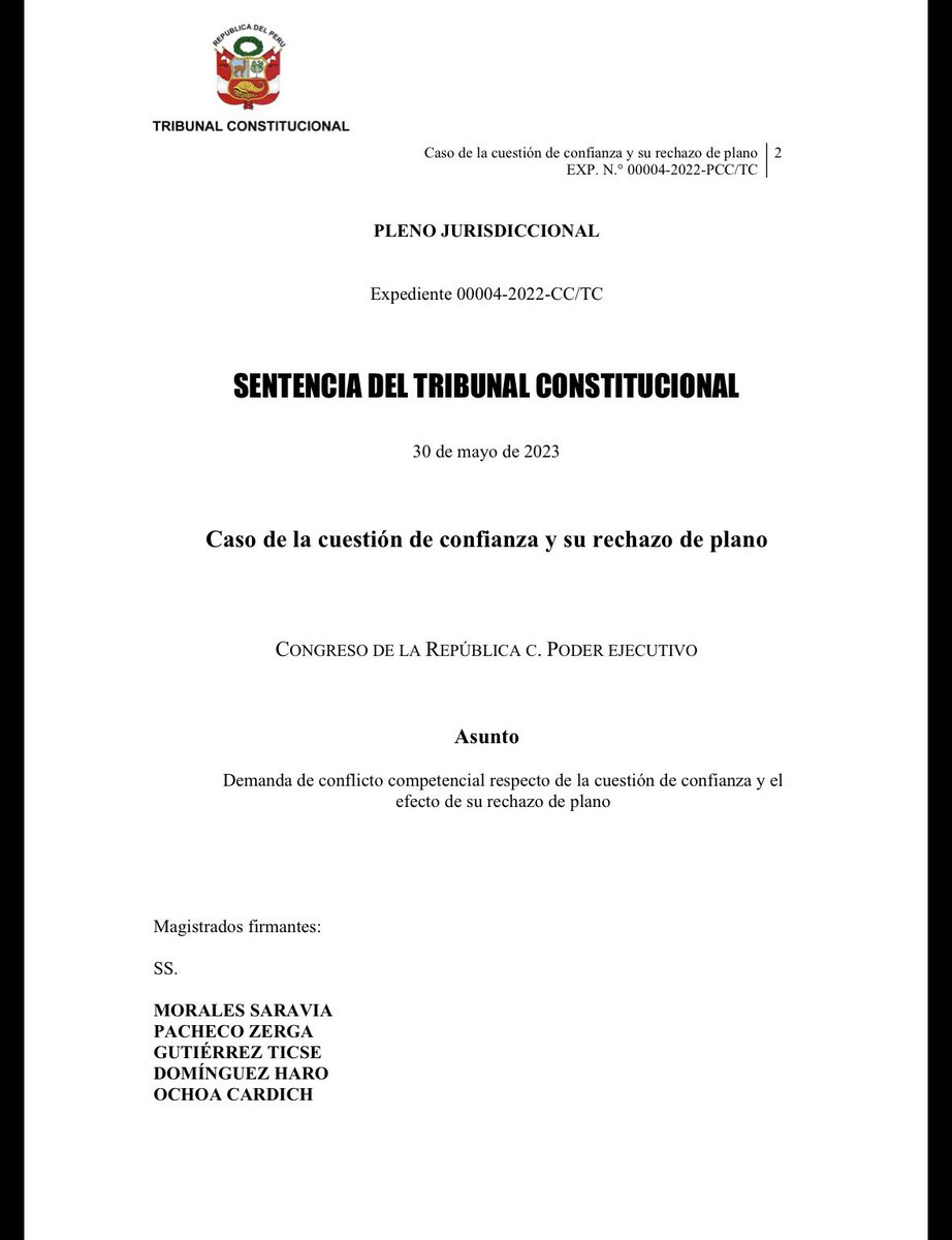 deliamunozym's tweet photo. El Pedido de Delegación de Facultades formulado por el Ejecutivo, encuadra para un planteamiento de  Cuestión de Confianza al legislativo y, si este la deniega estaría sumando UN punto de los DOS que tiene. 

Link de la sentencia del 2023
https://t.co/sd9N7G5qV2 https://t.co/hH28ecKxLJ
