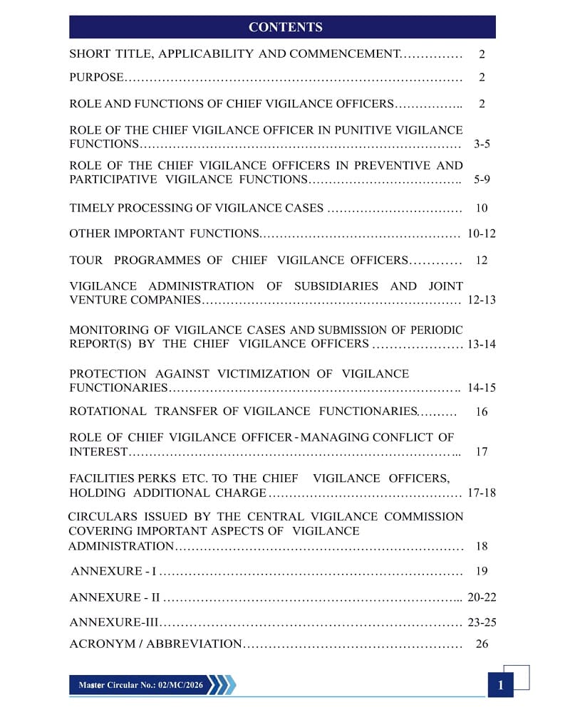 StaffNews_In's tweet photo. Role and Function of Chief Vigilance Officers and Protection of Chief Vigilance Officers and Other Vigilance Functionaries: CVC Master Circular No. 02/MC/2026 dated 27.07.2026
https://t.co/ATVVibxvss
#CentralVigilanceCommission #CVC #CVO #ChiefVigilanceOfficer #Vigilance #MasterCircular #staffnews