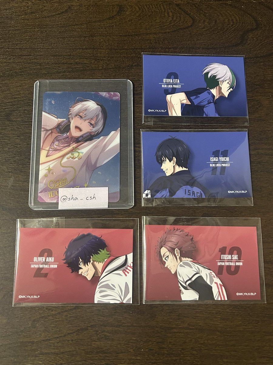 sha_csh's tweet photo. 【交換】ブルーロック ブルロ 戦う背中×雨ver. トレーディングイラストカード

譲: 
潔世一  糸師冴  オリヴァ・愛空  乙夜影汰

求:
同種 凪誠士郎(縦) 凪誠士郎＆御影玲王

＊横浜手渡し>都内手渡し、郵送
＊検索からもお気軽にお声掛けください https://t.co/PsAU39T5fI