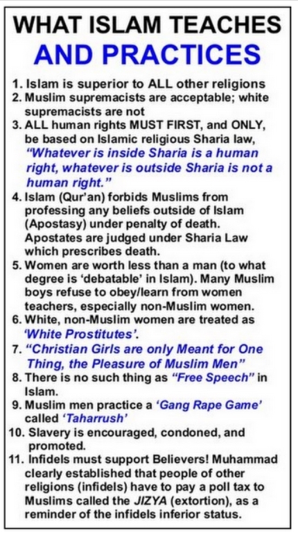 ChzzMonkee's tweet photo. @DonaldTrumpfe Muslims will never assimilate. https://t.co/LLXadcJ90c