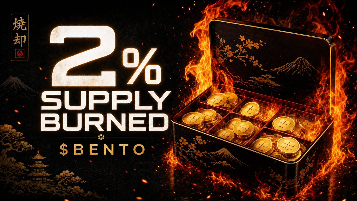 BentoEtf's tweet photo. 2% of BENTO supply just burned 🔥

Not a promise, not a roadmap item. Gone from supply, verifiable on chain.

$BENTO on @RobinhoodChain 

https://t.co/GmzUMZZDQZ https://t.co/m4sbehccy9