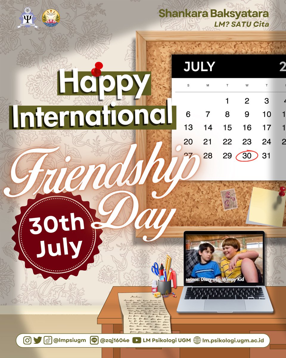lmpsiugm's tweet photo. [👭🏻Happy International Friendship Day 👫🏻]

Let’s take a moment to appreciate every friend who has walked beside us through every chapter of life. May the bonds we have built grow even stronger and may we have our own Rowley and Greg.

#ShankaraBhaksyatara
#LMSATUCita
#LMPsiUGM26 https://t.co/sJEMRyC8TY