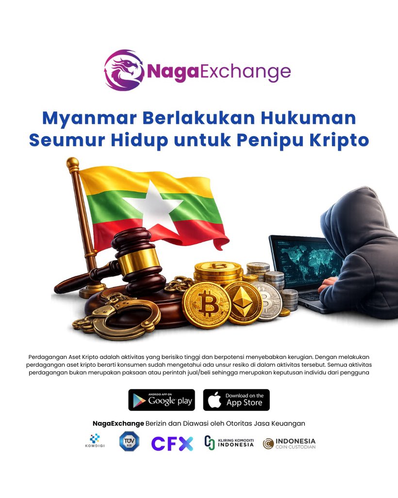 nagaexchange's tweet photo. Halo Nagaverse!👋 Myanmar Berlakukan Hukuman Seumur Hidup untuk Penipu Kripto Untuk informasi selengkapnya dapat dibaca melalui blog Website NagaExchange ya! https://t.co/GY66Fo7ACj