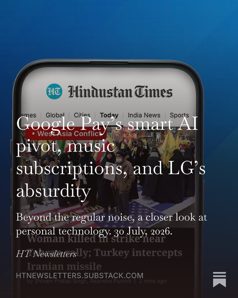 HindustanTimes's tweet photo. #WiredWisdom
🤖 Google Pay gets Gemini AI
💳 Smarter money insights &amp; Flex card perks
🎵 India’s paid music boom grows
🚫 Microsoft halts LG’s pop-up ads

Writes @vishalmathur85

Read and subscribe here: https://t.co/uwodhlLvk8 https://t.co/VtbeTxOugz