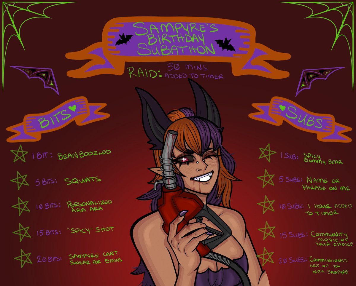 sampyre_'s tweet photo. Tomorrow (Jul 30) 9am pst! It’s Sampy’s birthday!!! :3
Got a fair amount of fun games planned 🖤
https://t.co/cI9ImtQBN1

#vampirevtuber #birthdaystream #horrorstreamer #indigenousvtuber #indigenousstreamer

(Sampyre oc drawn by @moatwopelts.bsky.social ) https://t.co/lK4h7cc6cC