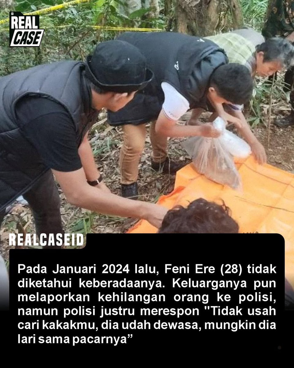 itscherieclub's tweet photo. Ada tengkorak ditemuin pengendara motor yang lagi mampir buang air kecil. 

Pas diforensik, ternyata itu Feni Ere (28) cewek asal Palopo yang sempat diumumin ilang sama keluarganya.

Adiknya, Futri, cerita kakaknya mulai ilang dari 18 Januari dan keluarga udah coba lapor polisi. Tapi katanya laporannya nggak digubris, malah sempet dibilang udah nggak usah dicari, dia kan udah dewasa, mungkin lari sama pacarnya. Darah yang ada di rumah korban juga katanya nggak pernah diusut lebih jauh sama polisi.

Baru pas berita penemuan tengkorak ini viral, kasusnya diusut ulang. Keluarga ngaku kecewa berat sama gimana laporan kehilangan mereka ditangani dari awal.