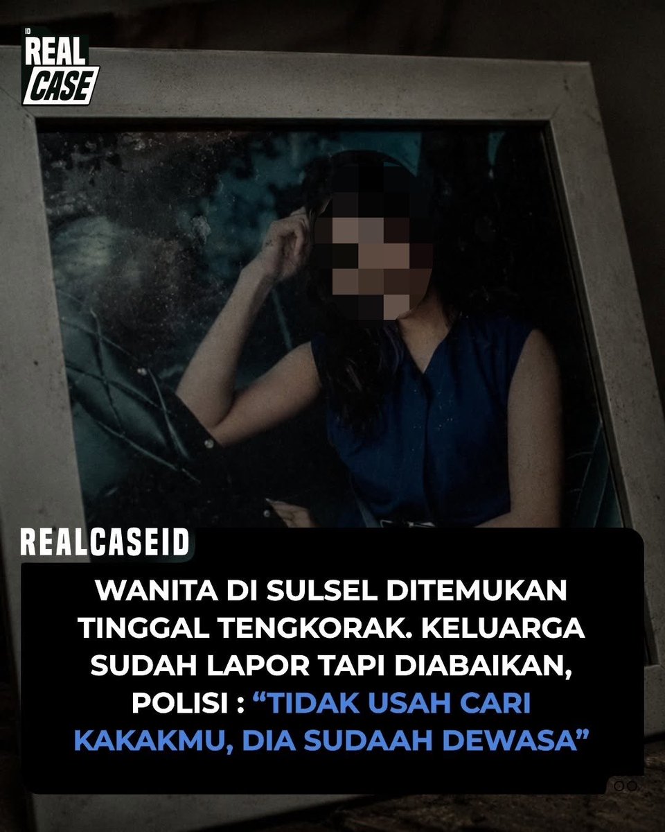itscherieclub's tweet photo. Ada tengkorak ditemuin pengendara motor yang lagi mampir buang air kecil. 

Pas diforensik, ternyata itu Feni Ere (28) cewek asal Palopo yang sempat diumumin ilang sama keluarganya.

Adiknya, Futri, cerita kakaknya mulai ilang dari 18 Januari dan keluarga udah coba lapor polisi. Tapi katanya laporannya nggak digubris, malah sempet dibilang udah nggak usah dicari, dia kan udah dewasa, mungkin lari sama pacarnya. Darah yang ada di rumah korban juga katanya nggak pernah diusut lebih jauh sama polisi.

Baru pas berita penemuan tengkorak ini viral, kasusnya diusut ulang. Keluarga ngaku kecewa berat sama gimana laporan kehilangan mereka ditangani dari awal.