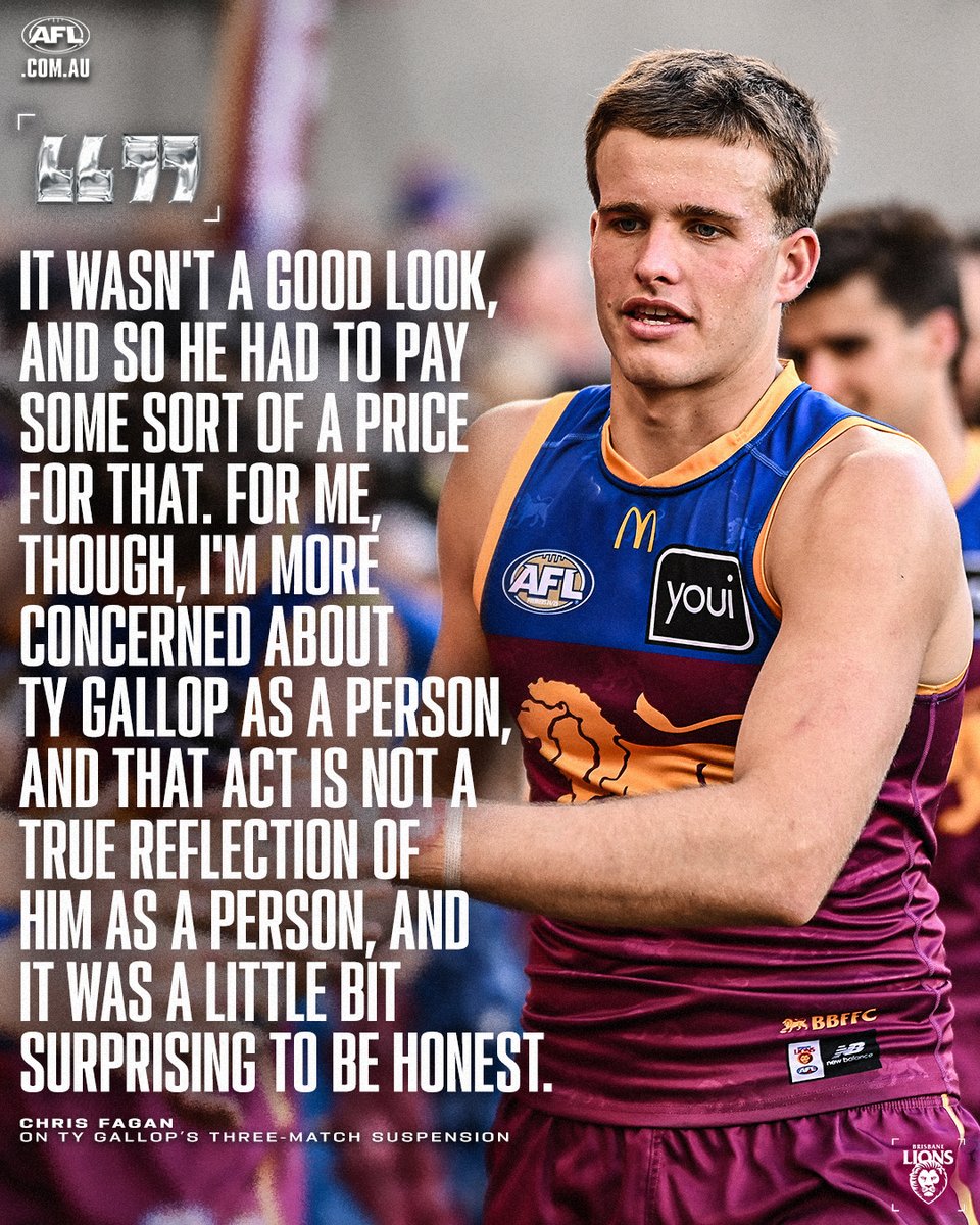 AFL's tweet photo. Chris Fagan has backed Ty Gallop to learn from a costly three-match suspension.

Details: https://t.co/qNqoGvvHtS https://t.co/qfOWO10Fqs