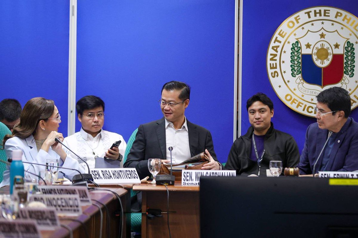 WinGatchalian74's tweet photo. Ongoing: Committee on Energy hearing. 👍🏼

Tinututukan natin ang panawagang alisin ang system loss charges sa electricity bills, kasama sina Senators Erwin Tulfo, JV Ejercito, at Risa Hontiveros. https://t.co/H2V7IomSDy