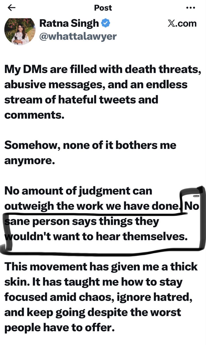 richaanirudh's tweet photo. "No sane person says things they wouldn't want to hear themselves" EXACTLY! लेकिन जब मैं इसी गाली गलौज का विरोध कर रही थी तो इसे "आक्रोश" "Gen Z की सामान्य भाषा" "बेटियों का सशक्तिकरण" बता कर Justify किया जा रहा था.."दूसरों के साथ वो व्यवहार न करो जो तुम्हें अपने लिए पसंद नहीं" - जब ये गाली,हिंसा और बढ़ेगी तो आपका बचाव कौन करेगा?क्योंकि जो इसे रोकने को कह रहे थे उनको तो paid trolls से गाली पड़वाई गई,#पालतू_मीडिया से चरित्र हनन करवाया गया..और लोकतांत्रिक प्रोटेस्ट के अच्छे cause को support करने से हमें दूर भी कर दिया गया..Now what?!An eye for an eye..makes the whole world blind! The sooner we realise this,the better 🙏