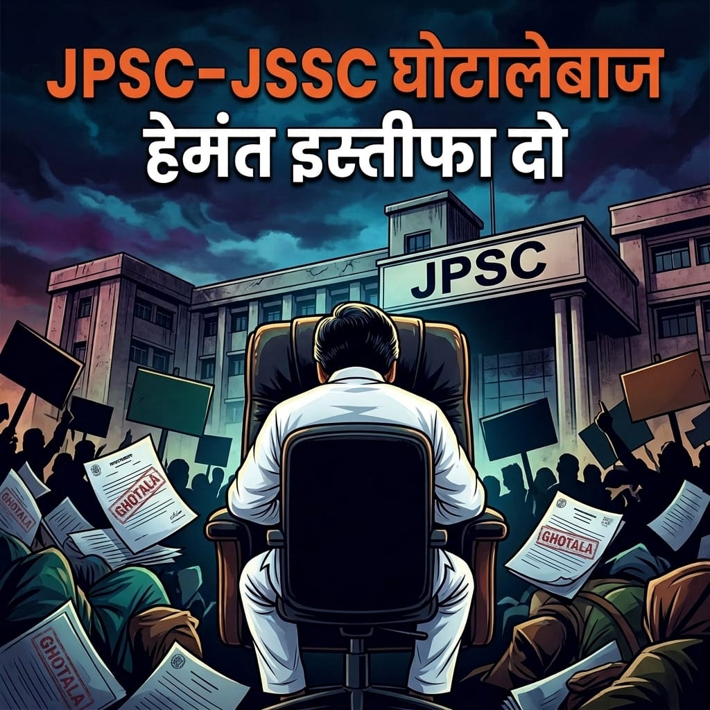 BJP4Jharkhand's tweet photo. JPSC-JSSC को घोटाले का केंद्र बनाकर युवाओं के भविष्य से खिलवाड़ करने वाले सीएम हेमंत इस्तीफा दो...

#HemantMustResign https://t.co/DC1NJpljNh