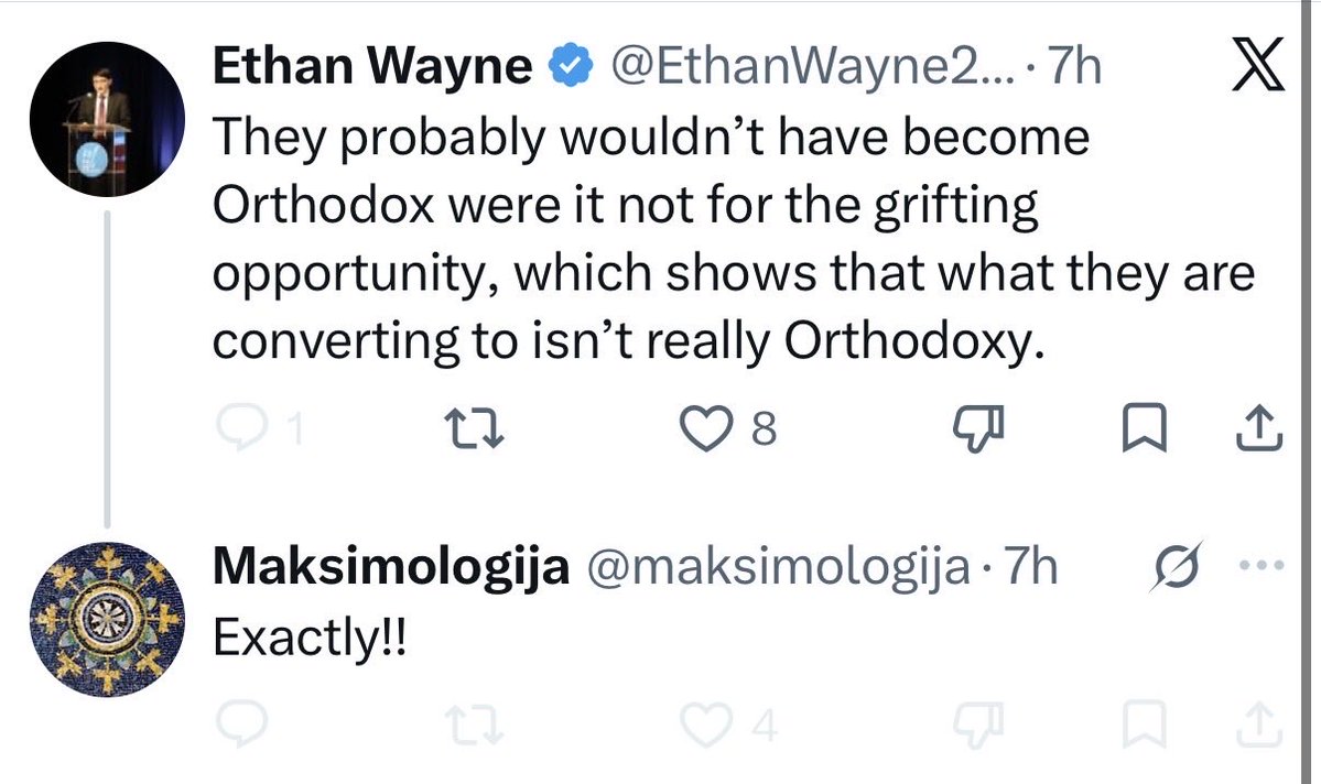 ByJimbob's tweet photo. Right, There is loads of money in converting to Orthodoxy. Much more than being an Evangelical stage performer. These people should be excommunicated for their defamation/libel https://t.co/wJRo9OjbsK