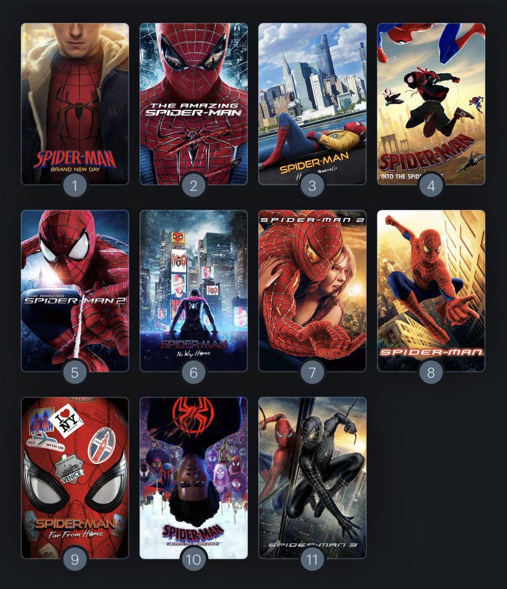 _Rezuke's tweet photo. NEW MOVIE RANKINGS!! Spider-Man BND is officially my #1. Also fixed up some of my other rankings after rewatching ITSV https://t.co/2ssPcXnaaH