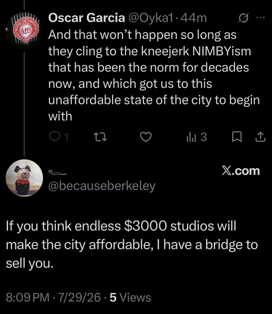 Oyka1's tweet photo. Not a compelling argument when $4K median rent is what is happening NOW after decades of building little, downzoning, endless community meeting and veto points and community meeting hell. Let’s try something else, maybe actually building. Give that a shot perhaps? https://t.co/WQTTi9uyxt