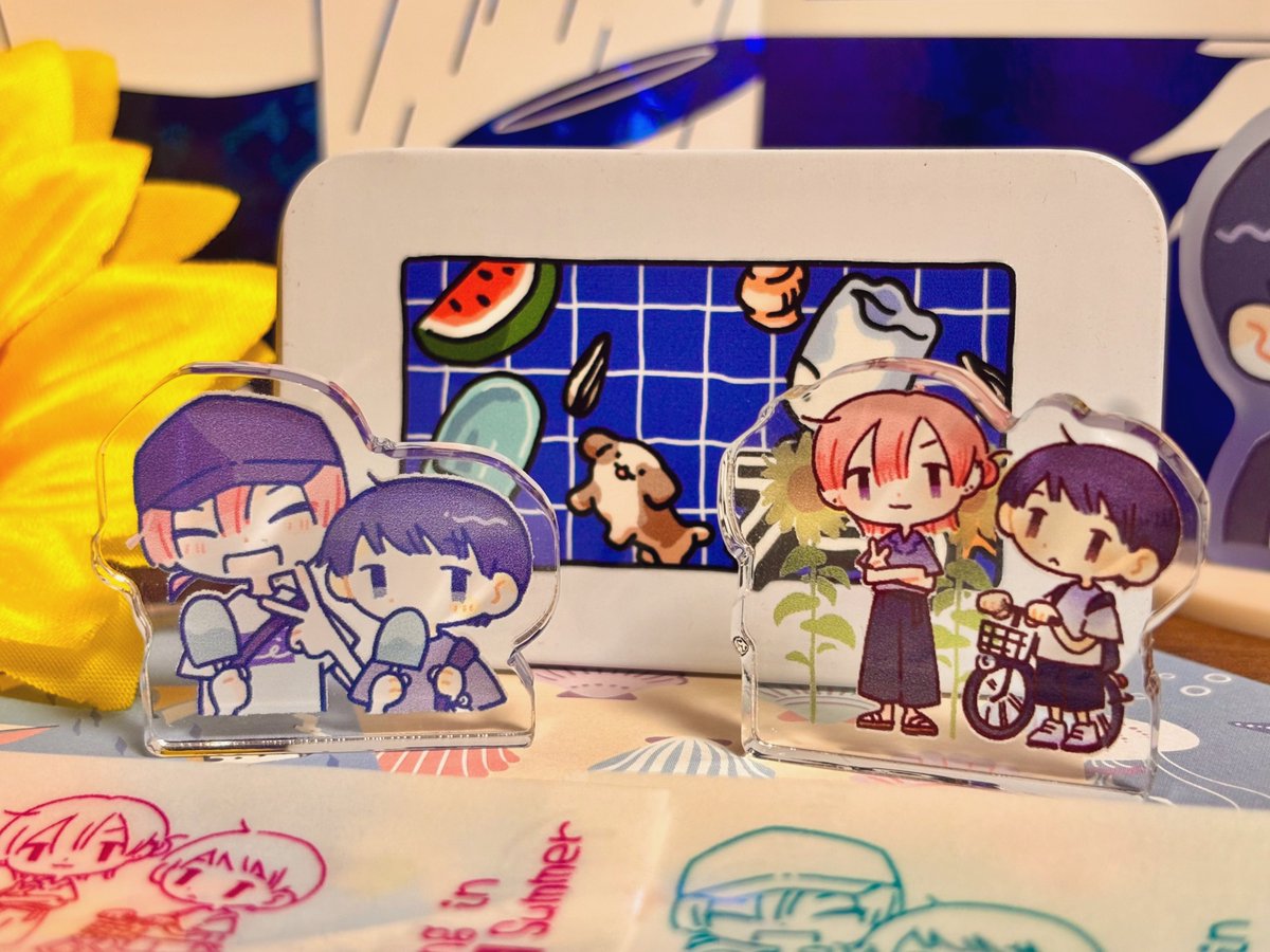 tsukika_yoino's tweet photo. #夏のゴースト 夏ゴの日セット届きました！！
ミニアクスタ、小さくてコロンとしてて可愛すぎる....！ひまわりの絵の表情が個人的にお気に入りです🌻

ラベルシールの手書きのロゴもめっちゃ可愛い...🫶 https://t.co/KIlB4eL5ML