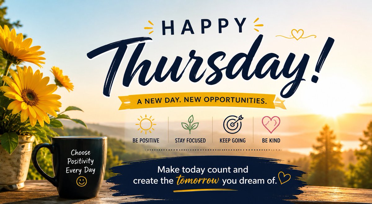 CoinLabVerse's tweet photo. Happy Thursday! 🌞

A new day brings new opportunities to grow, smile, and make a positive impact. Whatever you're working toward, keep moving forward with confidence and gratitude.

Wishing you a productive, joyful, and inspiring Thursday. Make today count! 💛

#HappyThursday #ThursdayMotivation #StayPositive #KeepGoing #Gratitude #NewDay