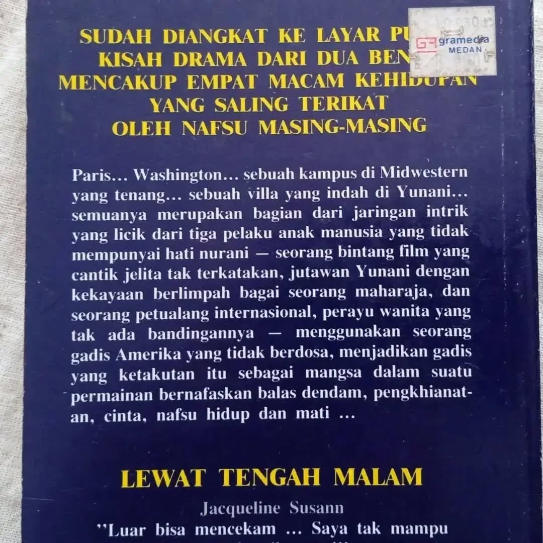 ynzpenjualbuku's tweet photo. Lewat Tengah Malam (Buku 1&2)
Sidney Sheldon
Gramedia
1991
315 & 352 halaman
Rp. 25.000,-
#lewattengahmalam #sidneysheldon https://t.co/ZgKiKRTQIF