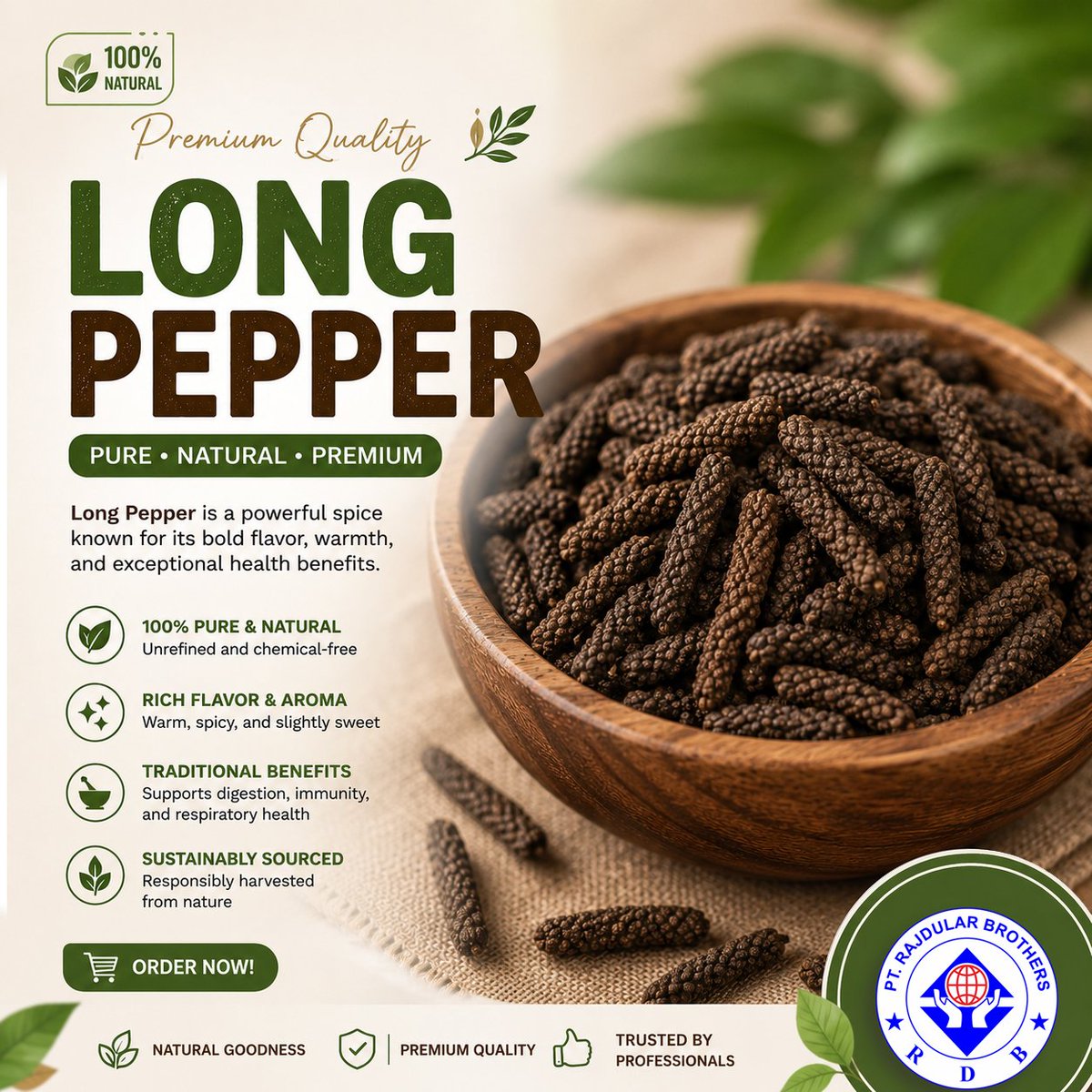 RajdularBrother's tweet photo. 🌿 Premium Long Pepper (Piper longum) 🌿

✅ 100% Natural
✅ Premium Export Quality
✅ Sustainably Sourced

📩 DM or  WhatsApp (+6282268970438) us for inquiries

#LongPepper #PiperLongum #PremiumSpices #NaturalSpices #HerbalIngredients https://t.co/GnA3hCDXpp