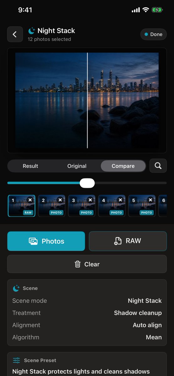 Guogxy's tweet photo. Low light, cleaner results.

Celvion Stack aligns multiple night frames, blends them into a cleaner image, protects highlights, and helps recover shadow detail — all on your iPhone or iPad.

#NightPhotography #PhotoStacking #MobilePhotography https://t.co/T3K2EapUbE