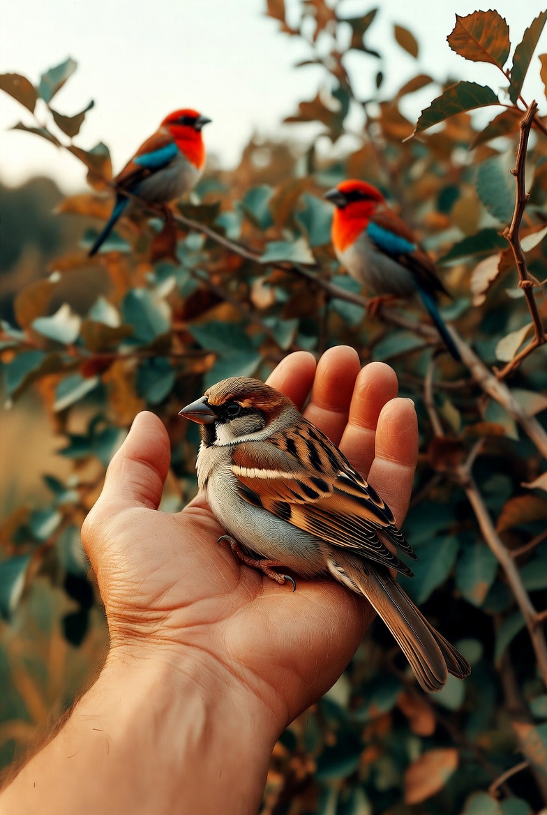 Yoruba_wise_man's tweet photo. **The Sparrow and the Bush**

1. Mira stood at the edge of the orchard, her fingers gently closed around a small brown sparrow. The bird was warm and quiet in her palm, its tiny heart beating steady against her skin. https://t.co/lcDN5O4oFv