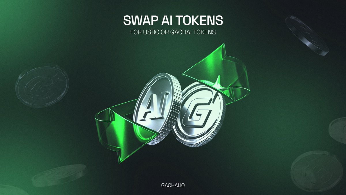 GachaiMachine's tweet photo. The machine has a usecase for everyone.

AI credits can be used for compute, or swapped two ways in the marketplace:
→ Convert to $GACHAI
→ Resell for USDC

Choose your path in the Gachai flywheel. https://t.co/A3mF19D1VU