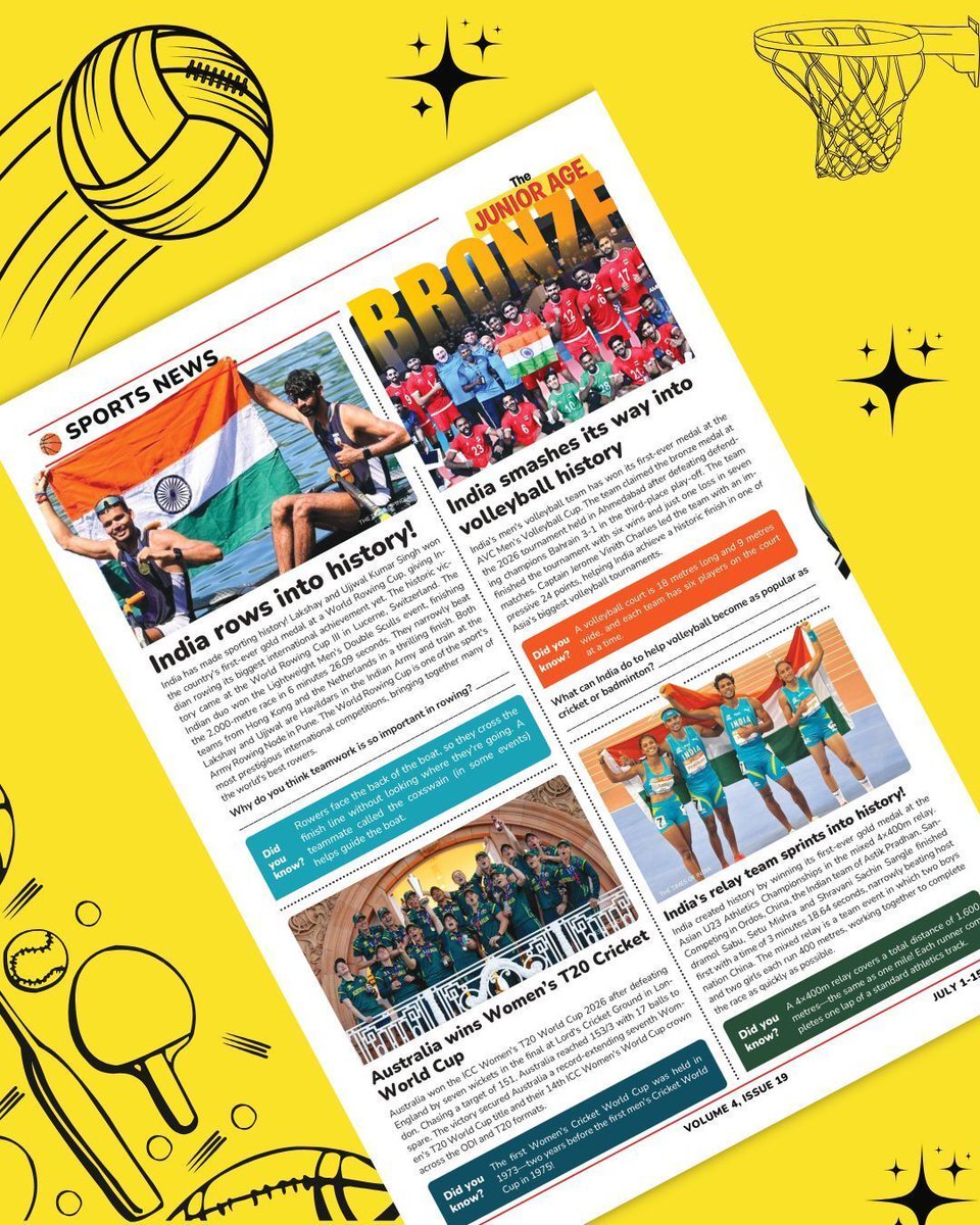 TheJuniorAge's tweet photo. From epic victories to record-breaking achievements, The Junior Age makes sports news fun and easy for young readers. Inspire young sports fans with every issue! ⚽🏏🏸 🏅

#TheJuniorAge #SportsForKids #CurrentAffairs #YoungReaders https://t.co/hoVKhkDLsM