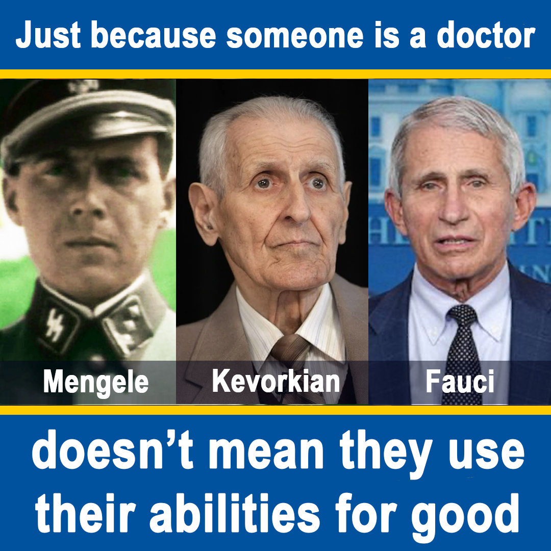 Stop_Globalist's tweet photo. @ProudElephant Just because someone is a doctor doesn't mean they use their abilities for good https://t.co/RfMThhNoQi