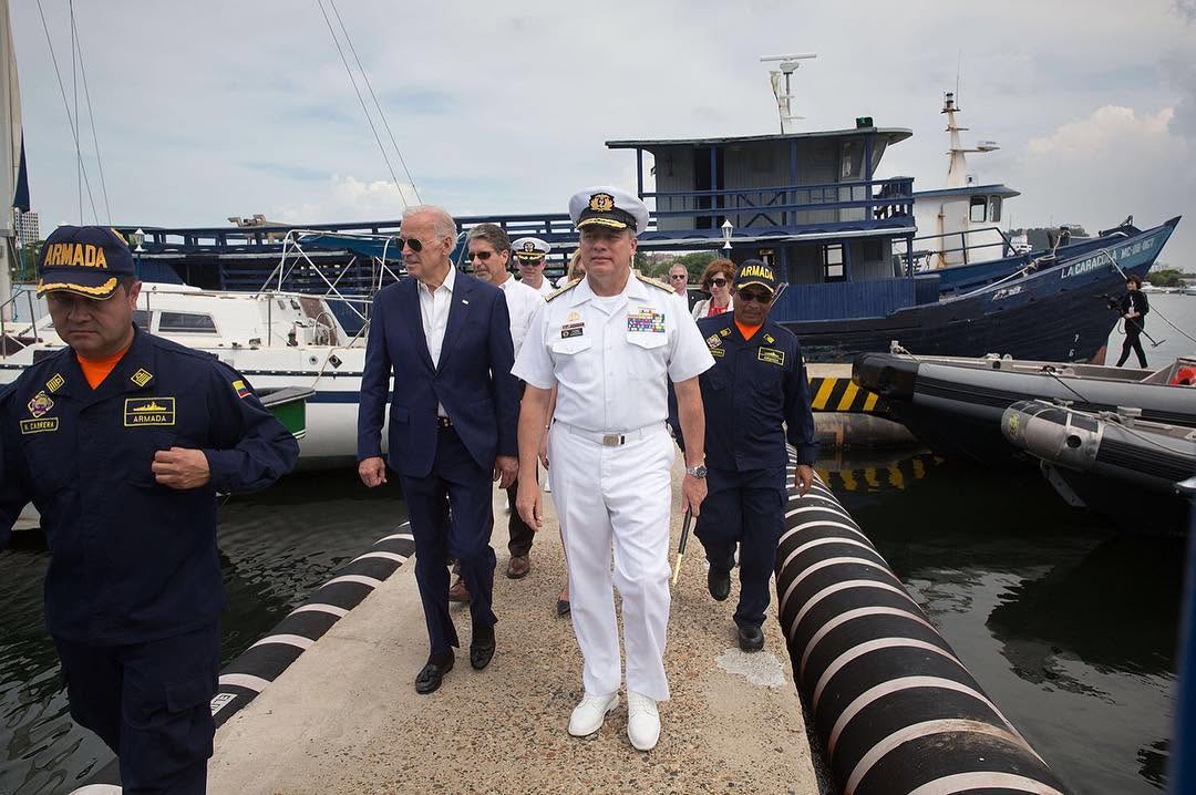 vp44d04h's tweet photo. A last photo update from the trip to Colombia: Vice President Biden toured the Bolivar Naval Base in Cartagena for a briefing on counter smuggling efforts by the Colombian Navy and Coast Guard. https://t.co/XIbN08i23a