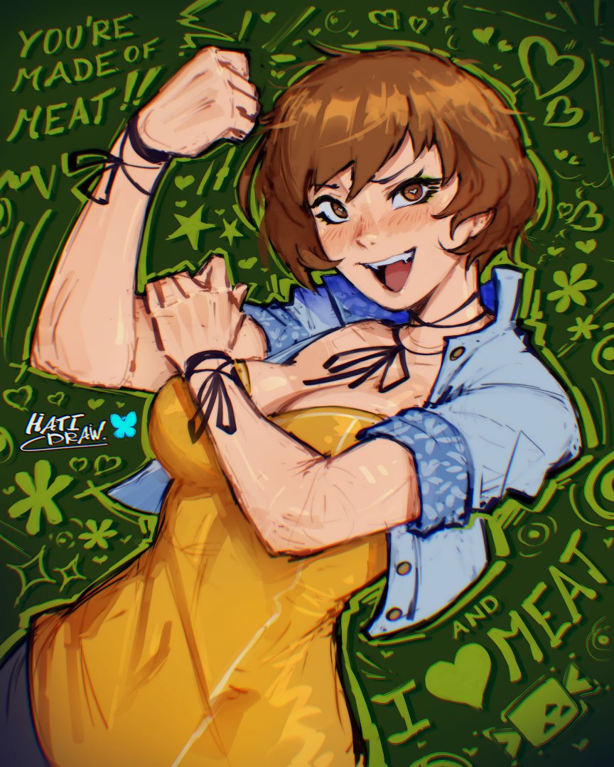 HatiDraw's tweet photo. Look Chie Satonaka the tigress birthday 
#Persona4Revival #P4R https://t.co/H5NMYZIGaV