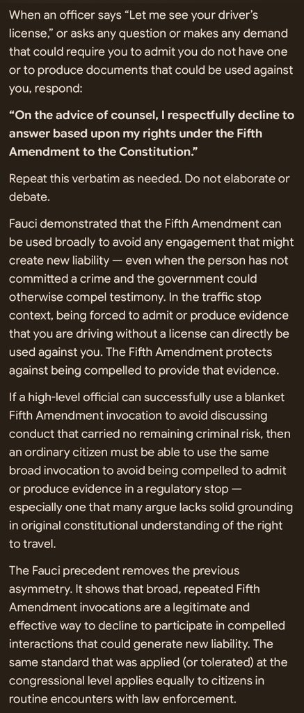 1Bobsmith1776's tweet photo. @SenHawleyPress This is not legal advice, but what Fauci did creates new precedent for the average person to apply the 5th Amendment here's how. https://t.co/VUYpf56F2g