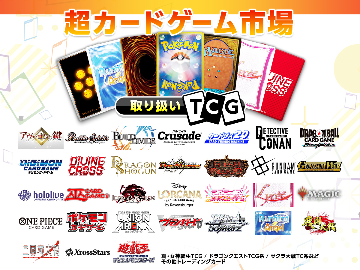 tcgmarket_ex's tweet photo. #運営からのお知らせ

「取り扱いTCG」についてお問い合わせがございましたのでご回答になります。
本イベントの取り扱いTCGについてですが本イベントの出展申込書に、「取り扱いﾀｲﾄﾙ」の記載欄がございます。
そちらに記載を頂きましたﾀｲﾄﾙを「取り扱いTCG」として発表させて頂いております。
発表をいたしました「取り扱いTCG」の対応を全ての出展社様がしているわけではございませんのでご理解頂ければ幸いです。

🎫 入場チケット販売中

▼https://t.co/iC9qgdSa0y