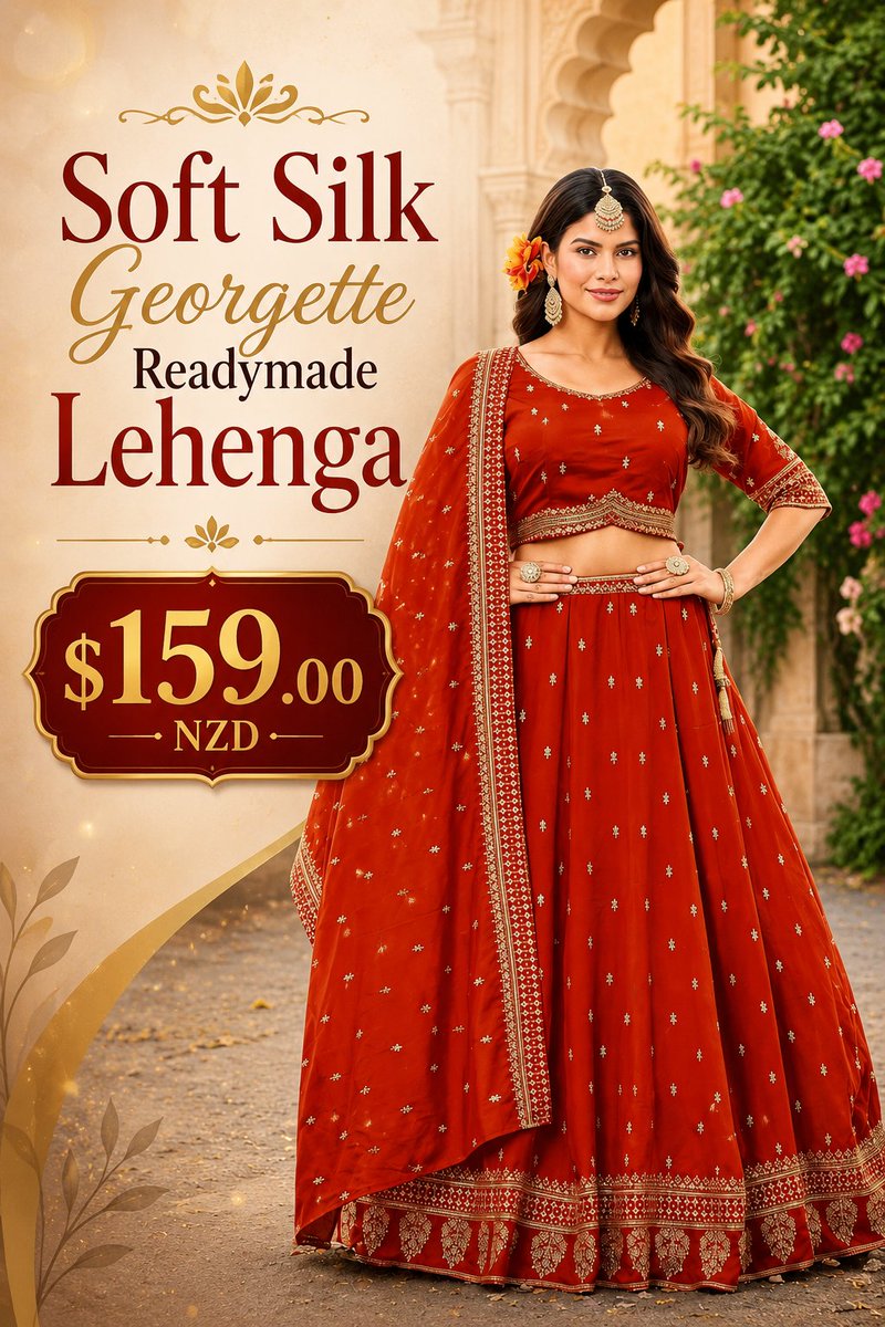 AkarshanNz's tweet photo. 💖 Fall in love with this stunning lehenga – $159 NZD 👉 https://t.co/MZ1B8BKMzN 🛍️

DesignerLehenga #FashionNZ #AkarshanNZ #EthnicStyle #ShopNow https://t.co/bVVtZJDGKQ