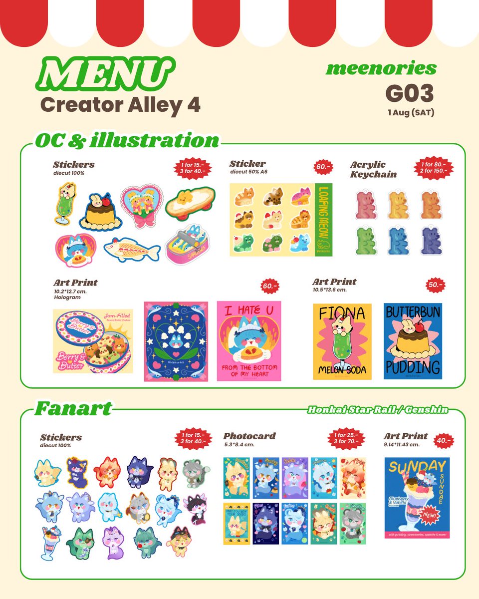 meenories's tweet photo. ใบเมนูงาน #CreatorAlley4 มาแล้วนะคะ ไว้เจอกันนะคะะ (*´∇｀*)

🍎 บูธ G03
🗓️ 1 AUG (SAT)
📍Westgate hall (4th fl.) | Central Westgate

#creatoralley https://t.co/mTMNWffv97