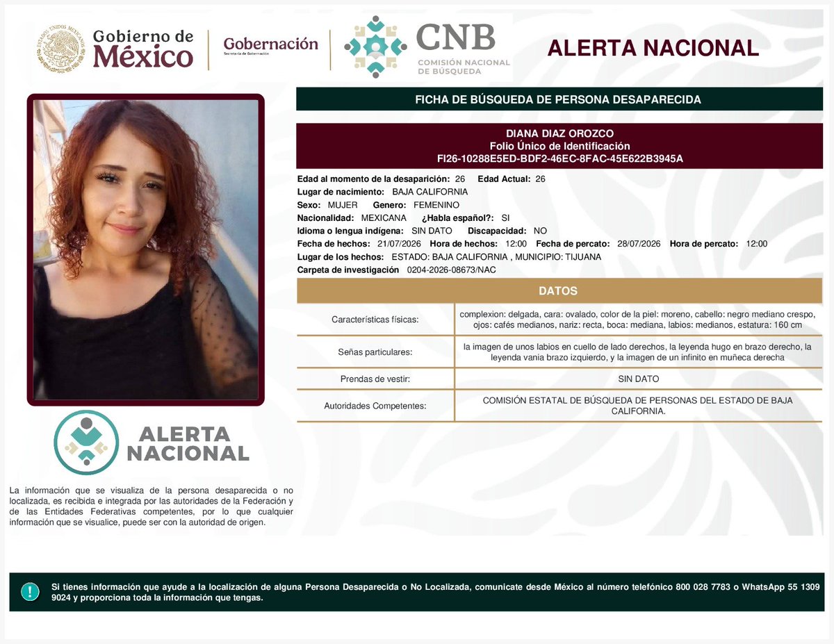 MetroCDMX's tweet photo. Si tienes información para localizar a las siguientes personas: 

Diana Díaz Orozco
José de Jesús de Santos Padilla
Cecilia Hernández Morales
Sergio Andrés Gutierrez Real

Comunícate con la Comisión de @Busqueda_MX, mediante el número telefónico:
☎️ 800 028 7783 

Agradecemos tu apoyo y colaboración. #AlertaNacionalDeBúsqueda