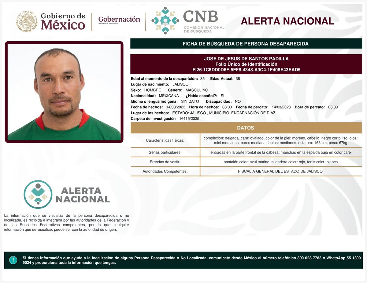 MetroCDMX's tweet photo. Si tienes información para localizar a las siguientes personas: 

Diana Díaz Orozco
José de Jesús de Santos Padilla
Cecilia Hernández Morales
Sergio Andrés Gutierrez Real

Comunícate con la Comisión de @Busqueda_MX, mediante el número telefónico:
☎️ 800 028 7783 

Agradecemos tu apoyo y colaboración. #AlertaNacionalDeBúsqueda