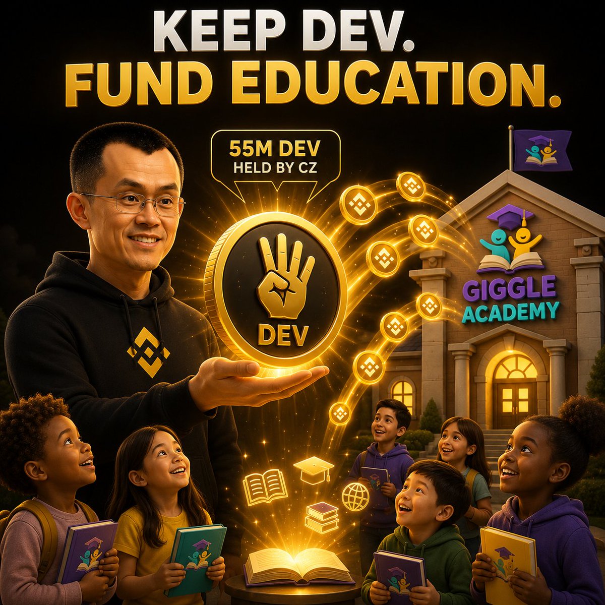 said4994s's tweet photo. @DEVWALLET_BSC @cz_binance @GiggleAcademy Dear @cz_binance, your 55M DEV can fund @GiggleAcademy for years through BNB rewards—without selling a single DEV.
@DevWallet Let's turn passive rewards into a legacy of education. 📚💛 #BuildForTheFuture https://t.co/3TW91kmjnJ