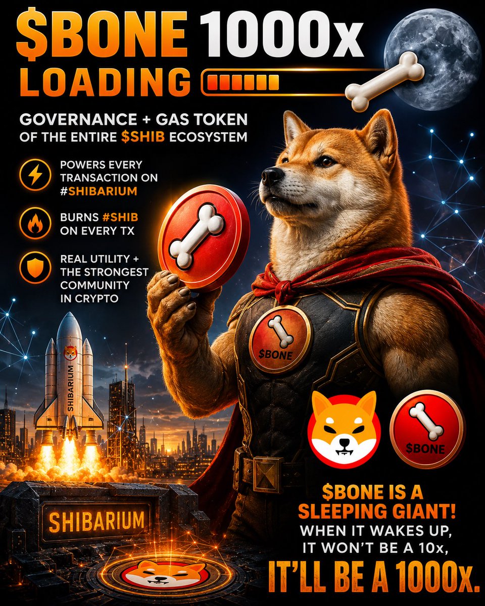 CryptoSupp38181's tweet photo. 🚀 $BONE 1000x LOADING 🦴

Governance + gas token of the entire $Shib ecosystem

• Powers transactions on #Shibarium
• Burns #SHIB on txs
• Real utility + strong community

$BONE is a sleeping giant!
When it wakes up, it won’t be 10x
It’ll be a 1000x

#Crypto #Altseason #BTC https://t.co/YOXlD45lAs