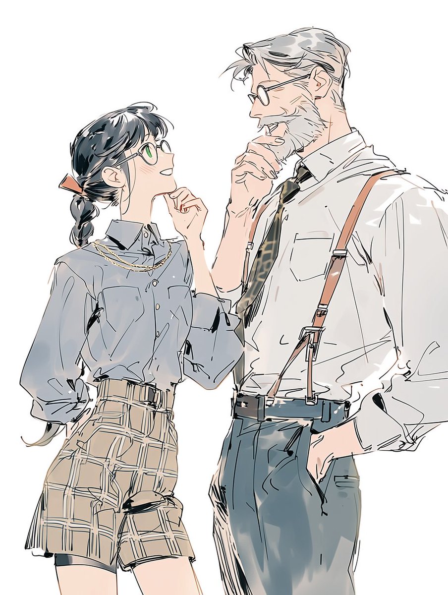 osho323's tweet photo. 니지 개인화작업 후 cute girl and mature male 딱 한 줄 넣고 받은 이미지. 이렇게까지 내 취향을 뽑아주면 곤란한데. 
안경 아저씨 어케 참냐고!!!앜!!! https://t.co/IQmyVQtqHl